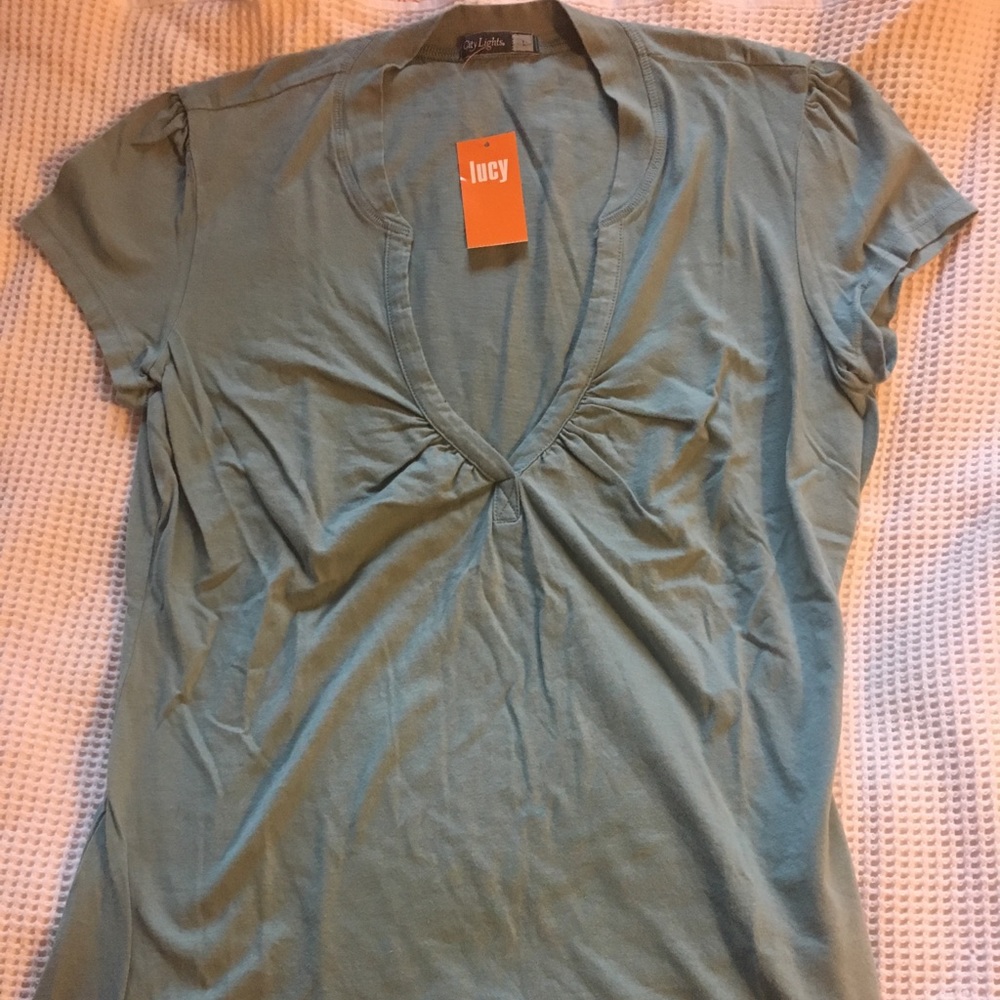 cute LUCY cap-sleeve fitted ladies t-shirt.